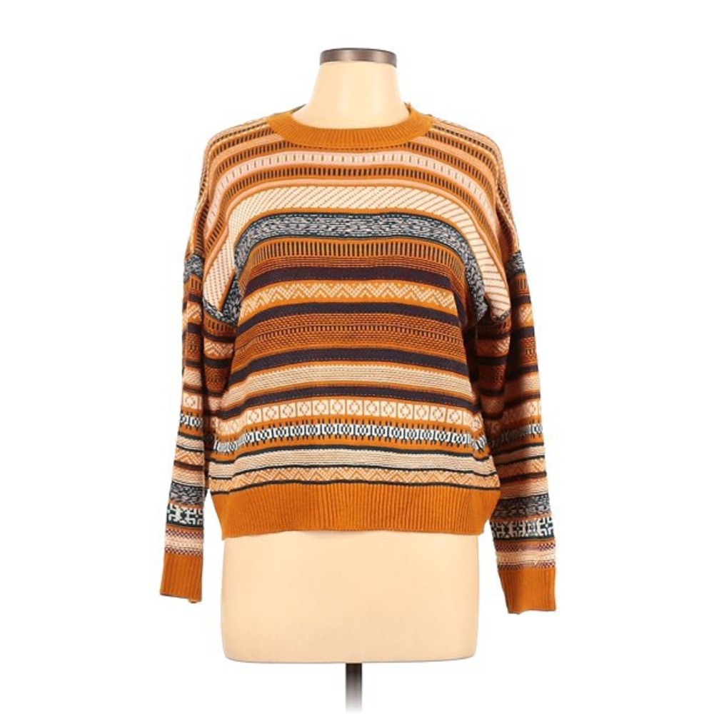 GARAGE Sweater Women's S Striped Multicolor Retro Long-sleeve Crew Neck Casual